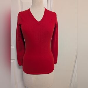Tommy Hilfiger Women's Vibrant Red V-Neck Sweater